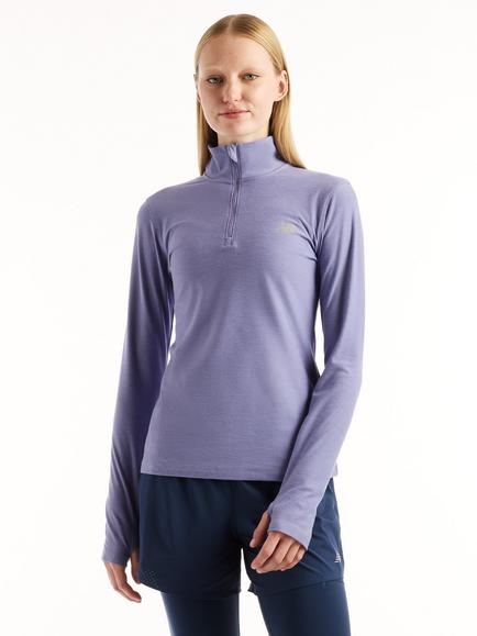 New Balance Sport Essentials Long Sleeve Zip Top, Dark Smoked Violet, Dark Smoked Violet (