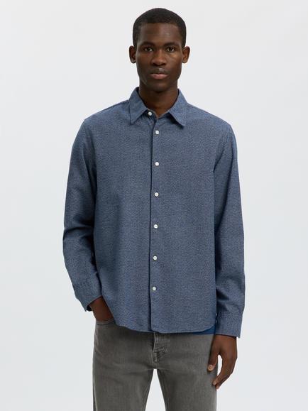 Selected Brushed Cotton Shirt, Blue Denim