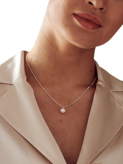 Orelia Satellite Chain Necklace, Pearl - view 2, Pearl