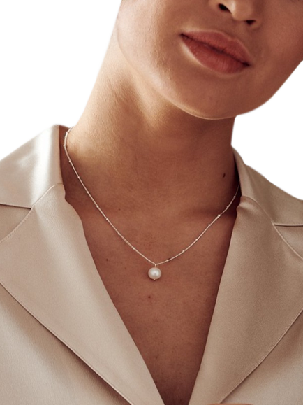 Orelia Satellite Chain Necklace, Pearl - view 2, Pearl