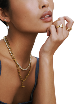 Orelia Waterproof LUXE 2-Pack Crystal Ring, Gold, Small/Medium - view 2, Gold