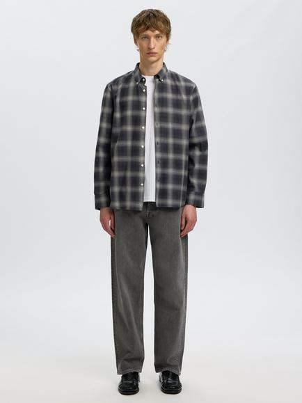 Selected Jay Button Down Cotton Shirt - view 2, Grey Melange