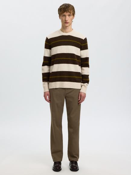 Selected Pullover Jumper, Oat/Delicioso/Green - view 2, Oat/Delicioso/Green