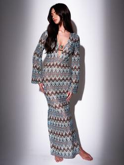 South Beach Crochet Maxi Beach Dress, Multi, Multi