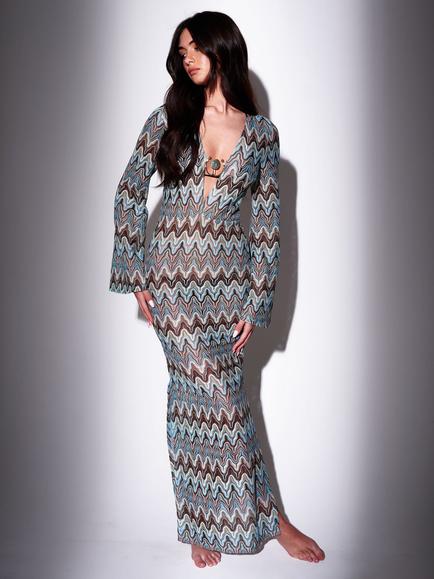 South Beach Crochet Maxi Beach Dress, Multi, Multi