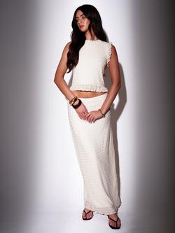 South Beach Textured Maxi Skirt, Cream, Cream