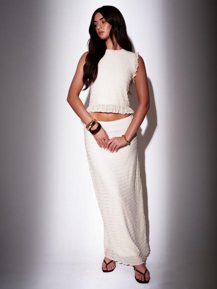 South Beach Textured Maxi Skirt, Cream, Cream
