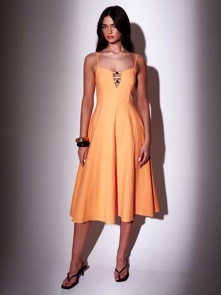South Beach Bead Detail Midi Dress, Orange, Orange