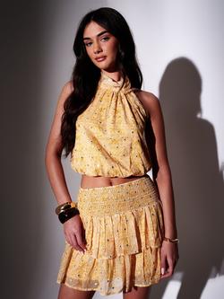 South Beach Tiered A-Line Mini Skirt, Yellow, Yellow