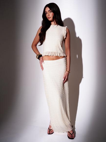 South Beach Textured Sleeveless Top, Cream - view 2, Cream