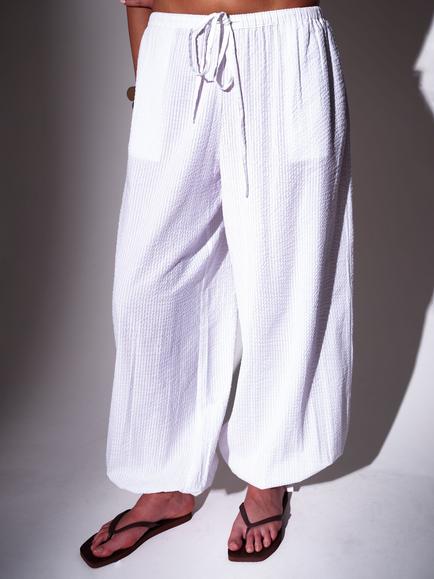 South Beach Balloon Trousers, Cream - view 2, Cream