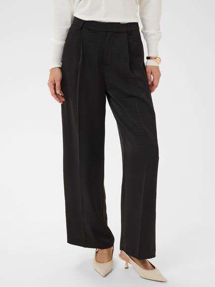 KAFFE Rory Pleated Wide Leg Trousers, Black Deep, Black Deep