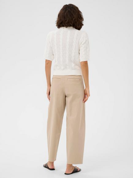 KAFFE Blair Cable Knit Short Sleeve Cardigan, Chalk - view 2, Chalk