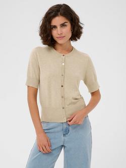 KAFFE Lizza Short Sleeve Cardigan, Feather Gray, Feather Gray