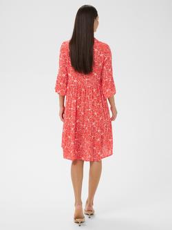 KAFFE Ellen Amber Floral Tiered Dress containing LENZING™ ECOVERO™ Viscose - view 2, Poppy Red/Chalk