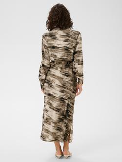 KAFFE Keri Abstract Belted Shirt Dress containing LENZING™ ECOVERO™ Viscose, Feather Grey - view 2, Feather Grey