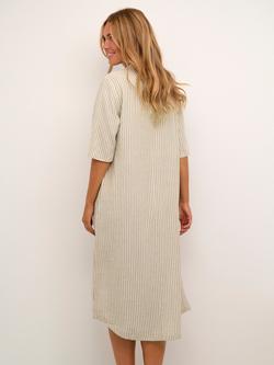 KAFFE Milia Stripe Kaftan Dress, Chinchilla/Chalk - view 2, Chinchilla/Chalk