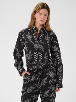 KAFFE Elora Embroidered Shirt, Black/Chalk, Black/Chalk