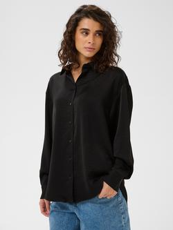 KAFFE Rory Relaxed Fit Satin Shirt, Black Deep