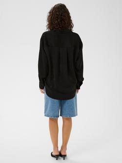 KAFFE Rory Relaxed Fit Satin Shirt - view 2, Black Deep