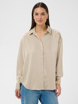 KAFFE Rory Relaxed Fit Satin Shirt, Feather Gray