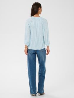 KAFFE Tine Amber Floral Billow Sleeve Top containing LENZING™ ECOVERO™ Viscose, Nantucket Breeze - view 2, Nantucket Breeze