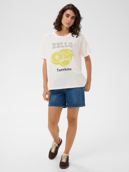 KAFFE Chelsea Hello Sunshine Graphic T-Shirt, Chalk - view 2, Chalk