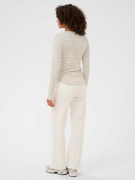 KAFFE Liddy Stripe Heart Top - view 2, Chalk/Feather Gray