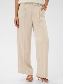 KAFFE Rory Pleated Wide Leg Trousers, Feather Gray, Feather Gray