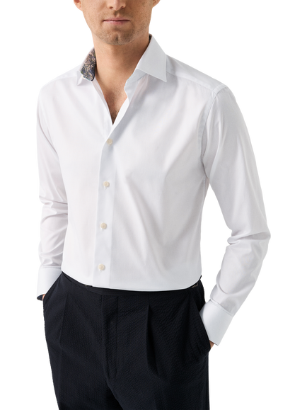 Eton Cotton Twill Shirt, White, White