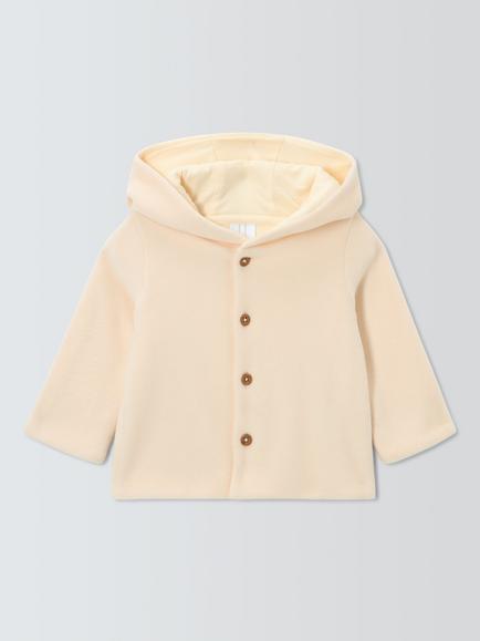 John Lewis Baby Hooded Fleece Cardigan, Cream, Cream