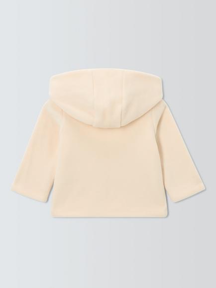 John Lewis Baby Hooded Fleece Cardigan, Cream - view 2, Cream