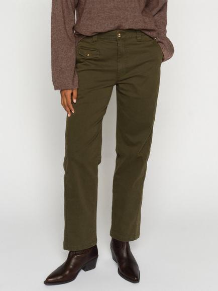 MOS MOSH Aymen Straight Cropped Trousers, Olive Night, Olive Night