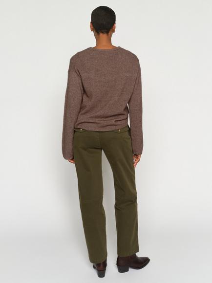 MOS MOSH Aymen Straight Cropped Trousers, Olive Night - view 2, Olive Night