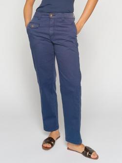 MOS MOSH Aymen Straight Cropped Trousers, Olive Night, Blue