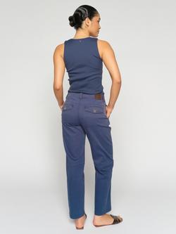 MOS MOSH Aymen Straight Cropped Trousers, Olive Night - view 2, Blue