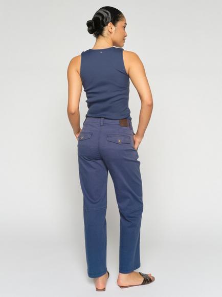 MOS MOSH Aymen Straight Cropped Trousers, Olive Night - view 2, Blue