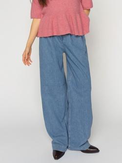 MOS MOSH Dagny Pleat Wide Leg Jeans, Light Blue, Light Blue