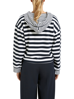 Smith & Soul Stripe Boxy Cropped Hoodie, Marine Blue/White - view 2, Marine Blue/White