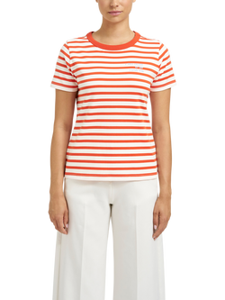 Smith & Soul Stripe Slogan T-Shirt, Mandarin Red/Cream, Mandarin Red/Cream