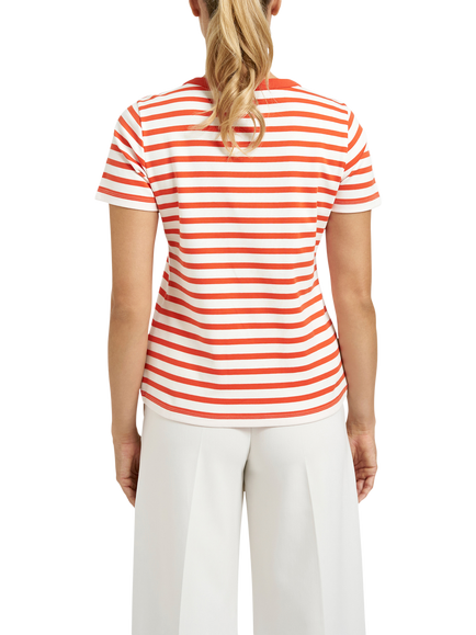 Smith & Soul Stripe Slogan T-Shirt, Mandarin Red/Cream - view 2, Mandarin Red/Cream