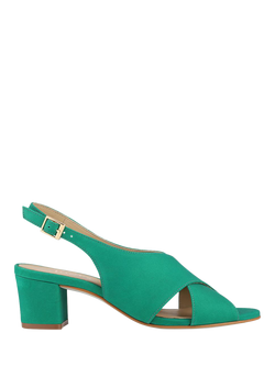 Jones Bootmaker Geenah Smart Leather Slingback Sandals, Green Nubuck, Green Nubuck