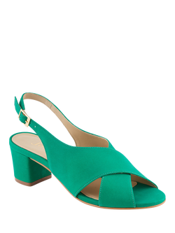 Jones Bootmaker Geenah Smart Leather Slingback Sandals, Green Nubuck - view 2, Green Nubuck