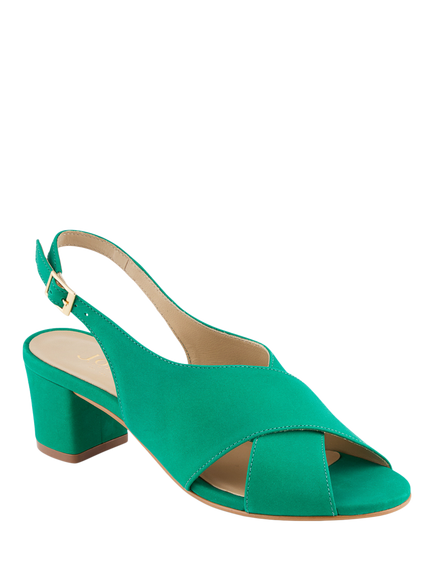 Jones Bootmaker Geenah Smart Leather Slingback Sandals - view 2, Green Nubuck