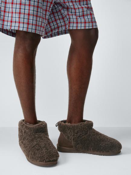 John Lewis Hirta Curly Shearling Slipper Boots, Dark Cocoa - view 2, Dark Cocoa