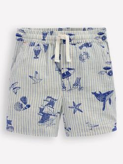 Mini Boden Kids' Linen Blend Drawstring Shorts, Beach Front, Beach Front