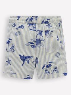 Mini Boden Kids' Linen Blend Drawstring Shorts, Beach Front - view 2, Beach Front