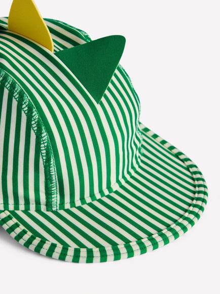 Mini Boden Kids' Fun Sun Safe Hat, Aloe Green Dino - view 2, Aloe Green Dino