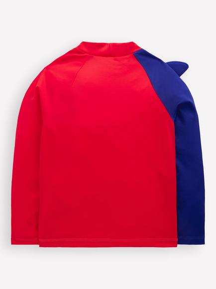 Mini Boden Kids' Sun Safe Fun Rash Vest, Mars Red Shark - view 2, Mars Red Shark
