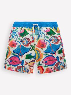 Mini Boden Kids' Swim Shorts, Swimming Fish, Swimming Fish